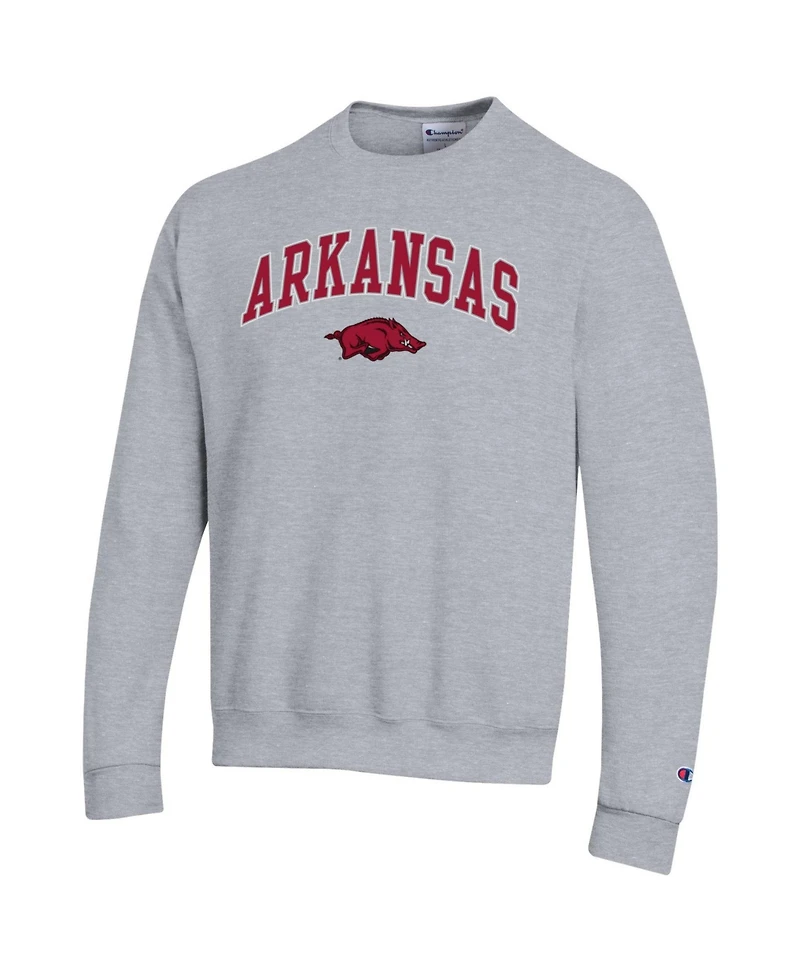 Champion Men's Champion Heather Gray Arkansas Razorbacks Arch Over Logo Pullover Sweatshirt