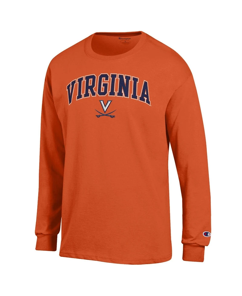 Champion Men's Champion Orange Virginia Cavaliers Arch Over Logo Long sleeves T-Shirt