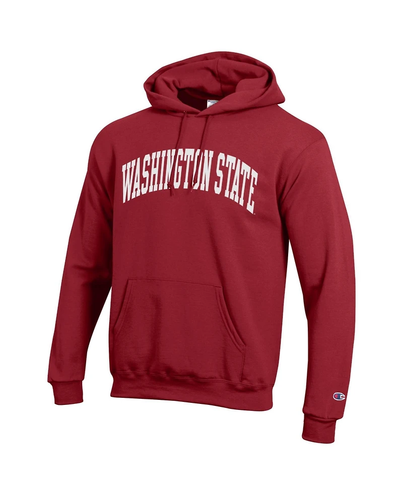 Champion Men's Crimson Washington State Cougars Basic Arch Fleece Pullover Hoodie