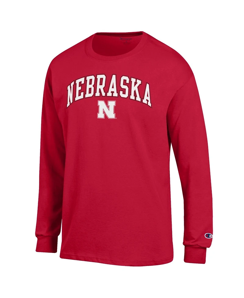Champion Men's Champion Scarlet Nebraska Huskers Arch Over Logo Long sleeves T-Shirt