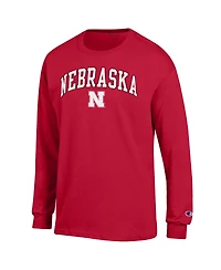 Champion Men's Champion Scarlet Nebraska Huskers Arch Over Logo Long sleeves T-Shirt