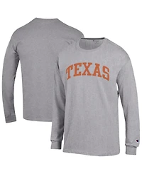 Champion Men's Heather Gray Texas Longhorns Basic Arch Long sleeves T-Shirt