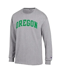 Champion Men's Heather Gray Oregon Ducks Basic Arch Long sleeves T-Shirt
