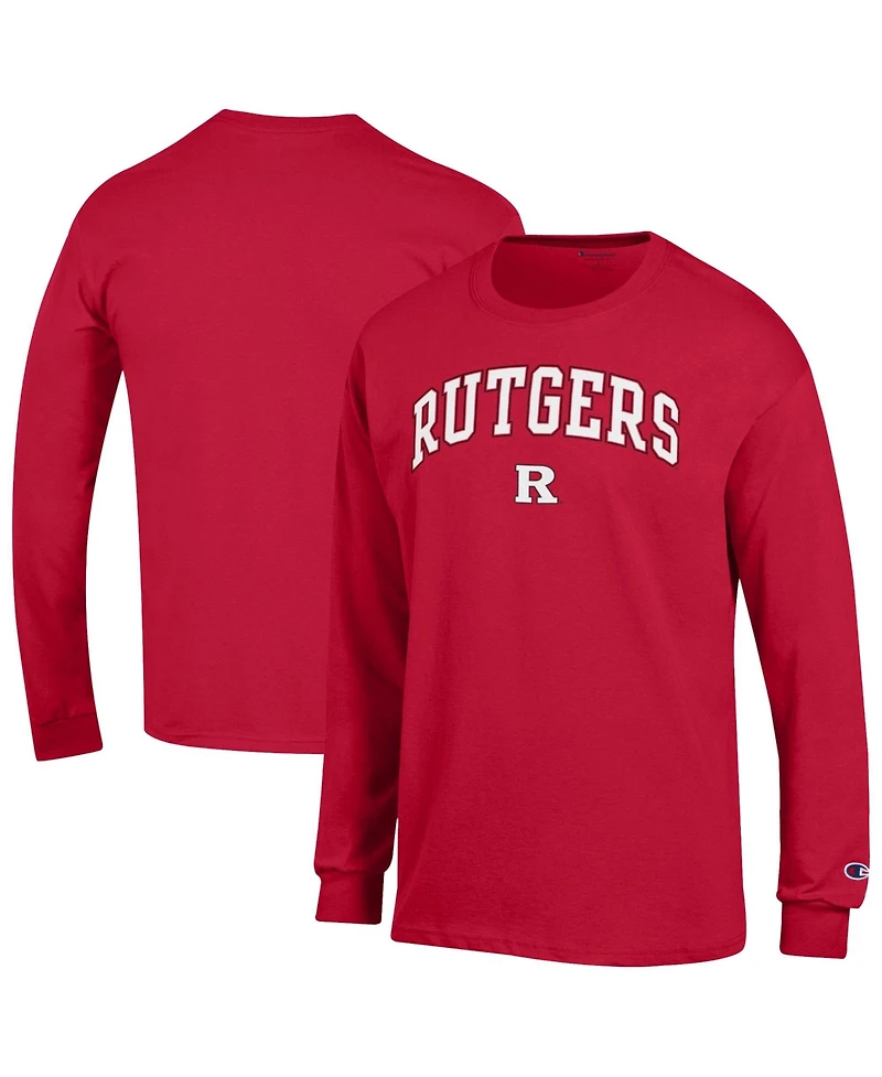 Champion Men's Champion Scarlet Rutgers Knights Arch Over Logo Long sleeves T-Shirt