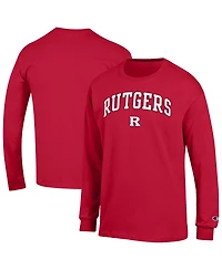 Champion Men's Champion Scarlet Rutgers Knights Arch Over Logo Long sleeves T-Shirt