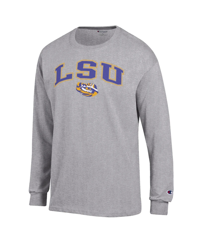 Champion Men's Champion Heather Gray Lsu Tigers Arch Over Logo Long sleeves T-Shirt