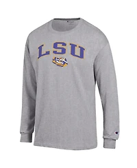 Champion Men's Champion Heather Gray Lsu Tigers Arch Over Logo Long sleeves T-Shirt
