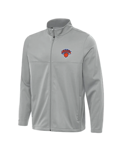 Antigua Men's Gray New York Knicks Links 2 Full-Zip Golf Jacket