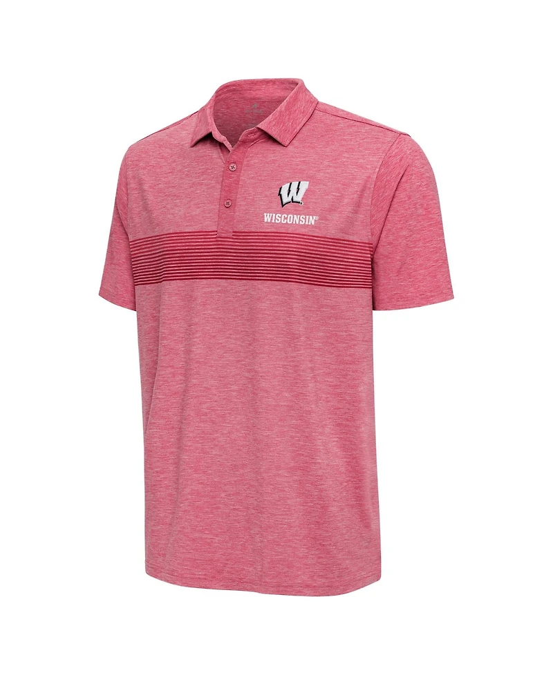 Antigua Men's Heather Red Wisconsin Badgers Dashing Polo Shirt
