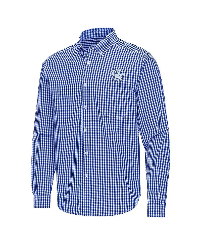 Antigua Men's Royal Kentucky Wildcats Ellis Woven Tri-Blend Long sleeves Button-Down Shirt