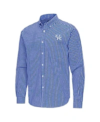 Antigua Men's Royal Kentucky Wildcats Ellis Woven Tri-Blend Long sleeves Button-Down Shirt