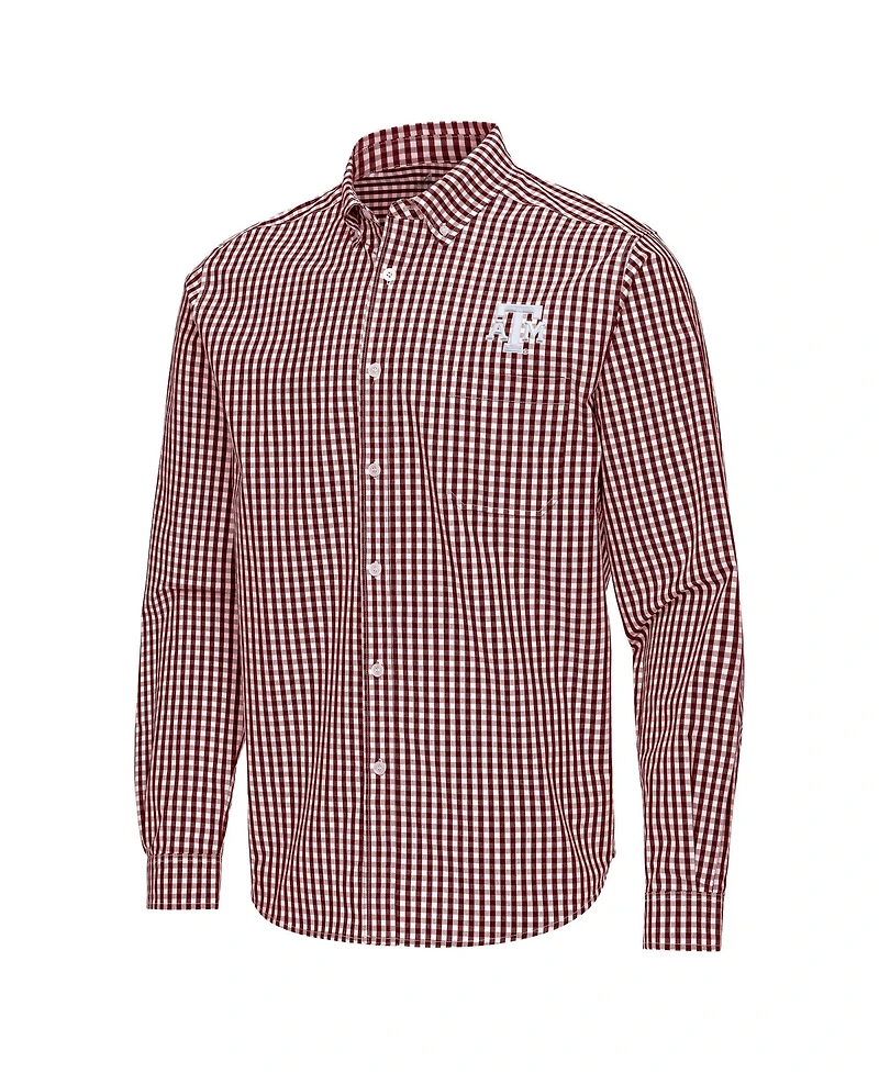 Antigua Men's Maroon Texas A&M Aggies Ellis Woven Tri-Blend Long sleeves Button-Down Shirt
