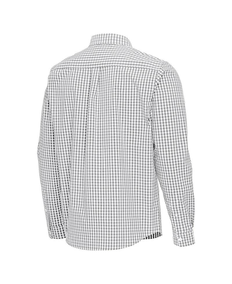 Antigua Men's Gray Texas Tech Red Raiders Ellis Woven Tri-Blend Long sleeves Button-Down Shirt