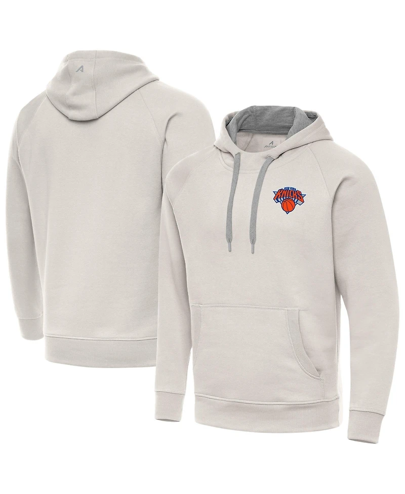 Antigua Men's Cream New York Knicks Victory Pullover Hoodie