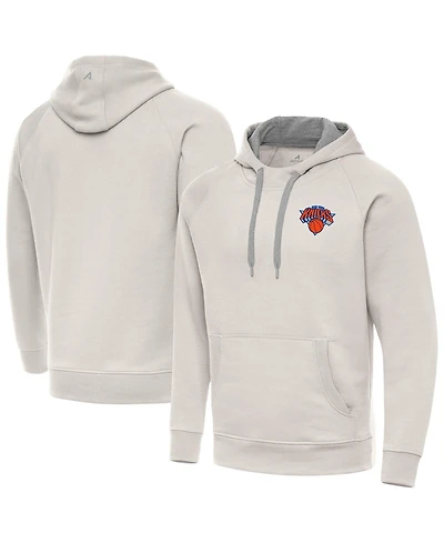 Antigua Men's Cream New York Knicks Victory Pullover Hoodie
