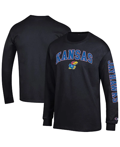 Champion Men's Kansas Jayhawks Arch Over Logo 2-Hit Long sleeves T-Shirt