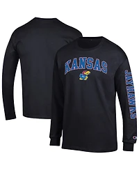 Champion Men's Kansas Jayhawks Arch Over Logo 2-Hit Long sleeves T-Shirt