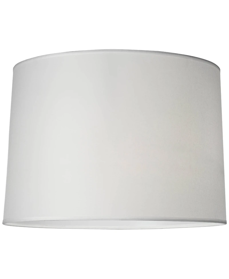 Springcrest Set of 2 Hardback Drum Lamp Shades White Medium 15" Top x 15" Bottom x 11" High Spider Replacement Harp Finial Fitting