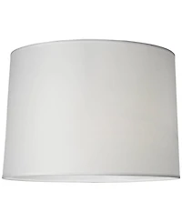 Springcrest Set of 2 Hardback Drum Lamp Shades White Medium 15" Top x 15" Bottom x 11" High Spider Replacement Harp Finial Fitting