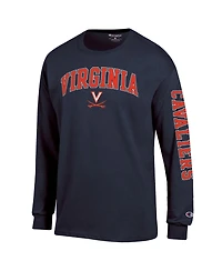 Champion Men's Navy Virginia Cavaliers Arch Over Logo 2-Hit Long sleeves T-Shirt