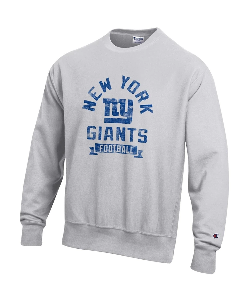 Champion Men's Heather Gray New York Giants Reverse Weave Fleece Pullover Sweatshirt