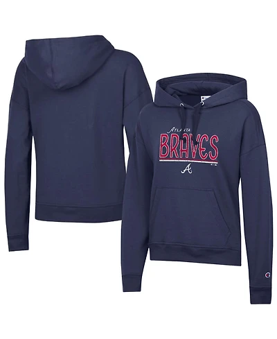 Champion Women's Navy Atlanta Braves Vintage Power Blend Hoodie