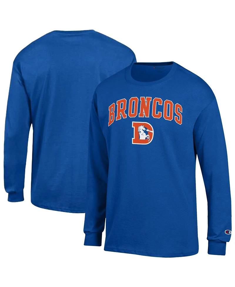 Champion Men's Royal Denver Broncos Arch Over Logo Long sleeves T-Shirt