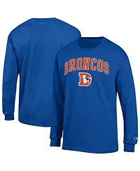 Champion Men's Royal Denver Broncos Arch Over Logo Long sleeves T-Shirt
