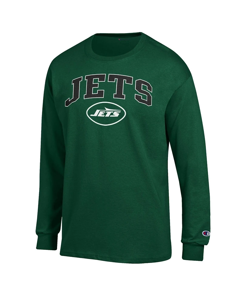 Champion Men's Green New York Jets Arch Over Logo Long sleeves T-Shirt