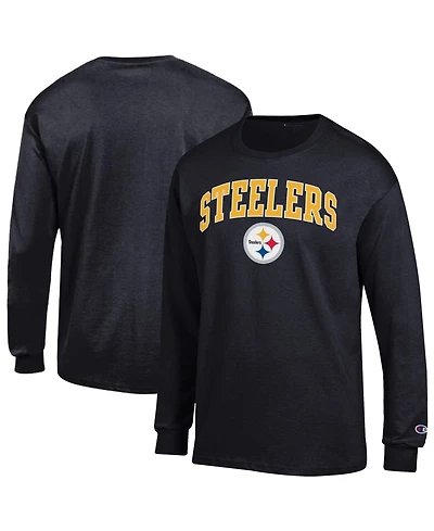 Champion Men's Black Pittsburgh Steelers Arch Over Logo Long sleeves T-Shirt