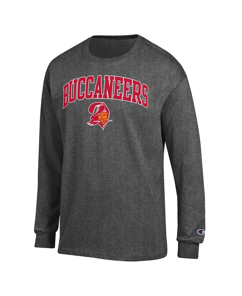 Champion Men's Heather Charcoal Tampa Bay Buccaneers Arch Over Logo Long sleeves T-Shirt
