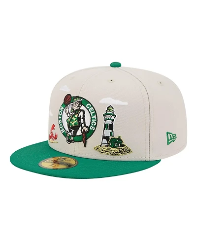 New Era Men's Tan/Kelly Green Boston Celtics Localized City Icon 59FIFTY Fitted Hat