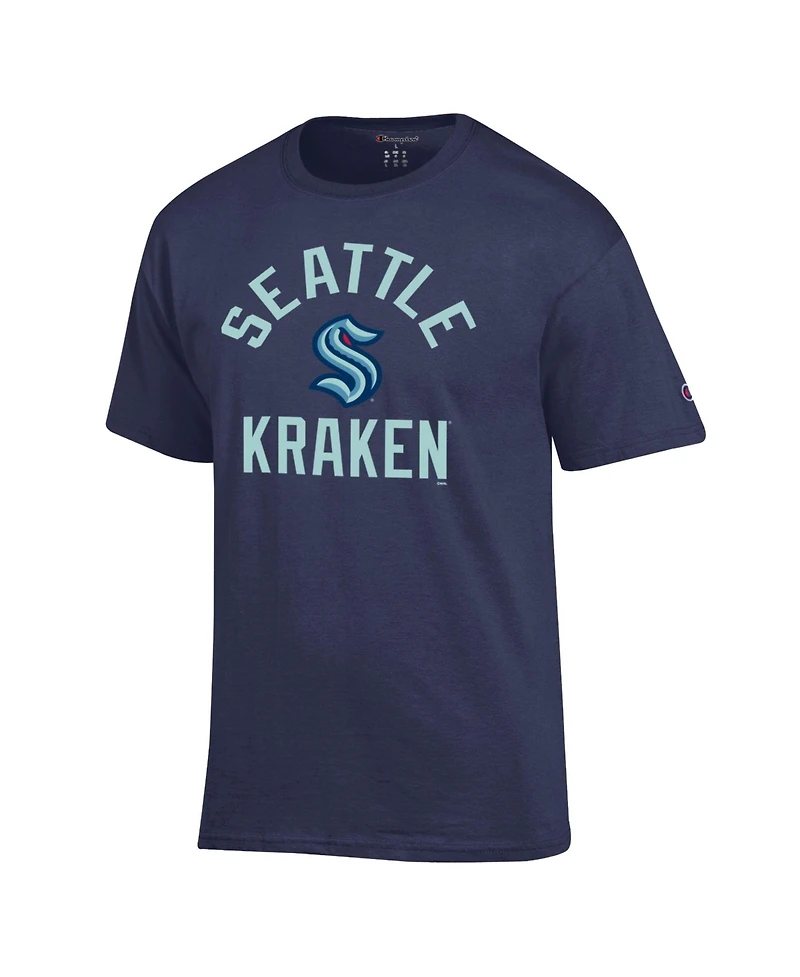 Champion Men's Deep Sea Blue Seattle Kraken Primary Logo Jersey T-Shirt