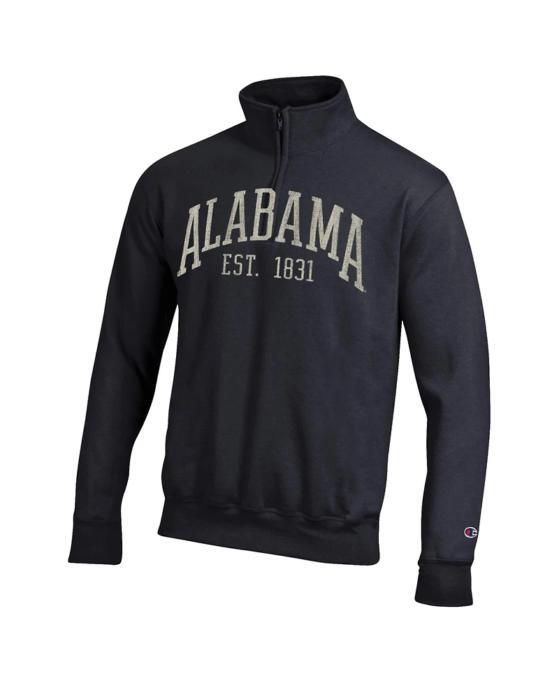 Champion Men's Black Alabama Crimson Tide Powerblend Quarter-Zip Pullover Sweatshirt