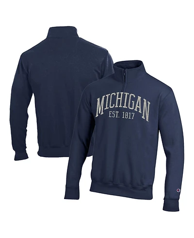 Champion Men's Navy Michigan Wolverines Powerblend Quarter-Zip Pullover Sweatshirt