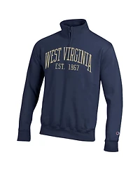 Champion Men's Navy West Virginia Mountaineers Powerblend Quarter-Zip Pullover Sweatshirt