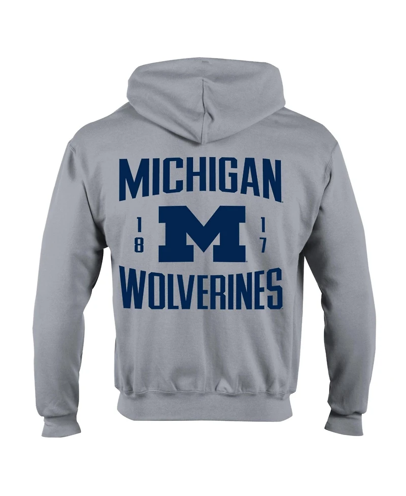 Champion Men's Heather Gray Michigan Wolverines Varsity Power Blend Full-Zip Fleece Hoodie