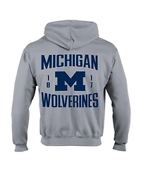 Champion Men's Heather Gray Michigan Wolverines Varsity Power Blend Full-Zip Fleece Hoodie