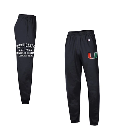 Champion Men's Black Miami Hurricanes Powerblend Banded Fleece Sweatpants