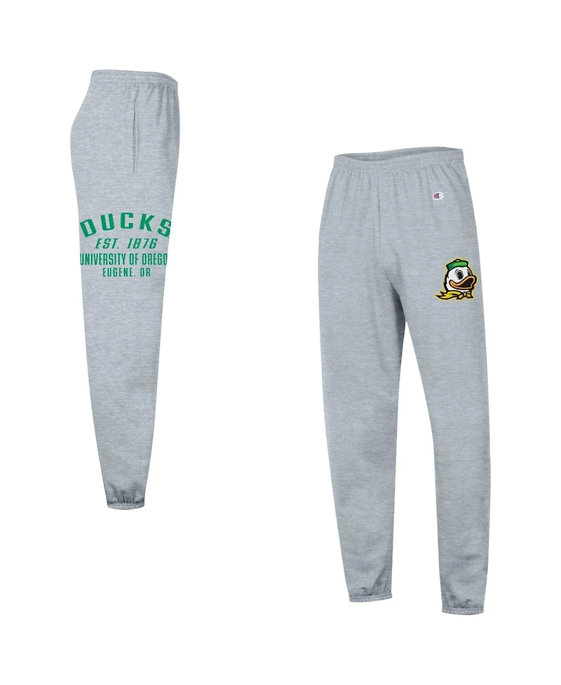 Champion Men's Heather Gray Oregon Ducks Powerblend Banded Fleece Sweatpants