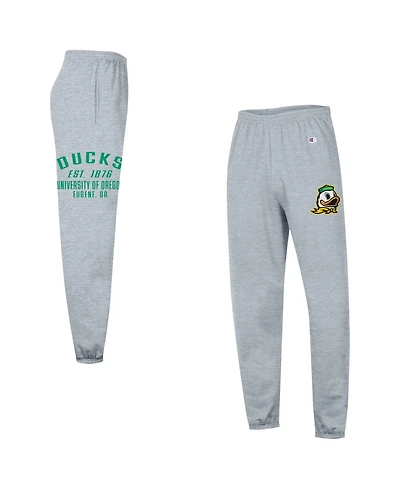 Champion Men's Heather Gray Oregon Ducks Powerblend Banded Fleece Sweatpants