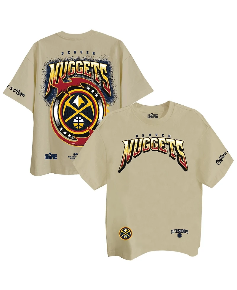 Two Hype Men's and Women's Cream Denver Nuggets Drip Dime Elevated Drop Shoulder T-Shirt