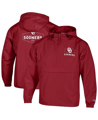 Champion Men's Crimson Oklahoma Sooners Delay Packable Half-Zip Jacket