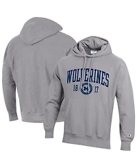 Champion Men's Heather Gray Michigan Wolverines Established Reverse Weave Hoodie