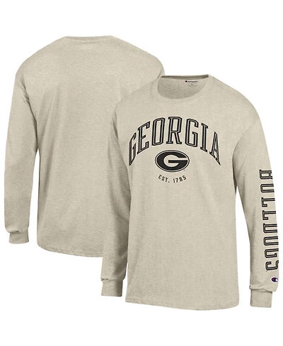 Champion Men's Heather Oatmeal Georgia Bulldogs Neutral Arch Long-Sleeve T-Shirt