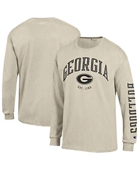 Champion Men's Heather Oatmeal Georgia Bulldogs Neutral Arch Long-Sleeve T-Shirt