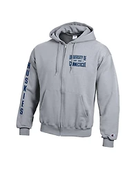 Champion Men's Heather Gray UConn Huskies Varsity Power Blend Full-Zip Fleece Hoodie