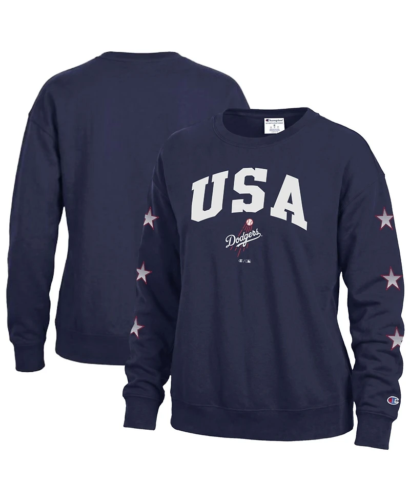 Champion Women's Los Angeles Dodgers Fleece Pullover Crewneck Sweatshirt