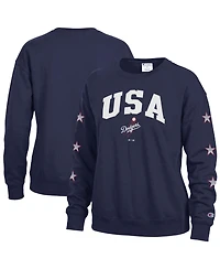 Champion Women's Los Angeles Dodgers Fleece Pullover Crewneck Sweatshirt