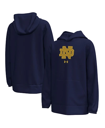 Under Armour Big Boys and Girls Navy Notre Dame Fighting Irish 2026 Shamrock Series Interlock Mesh Fleece Hoodie